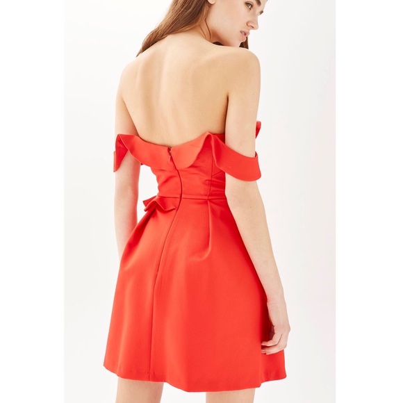 [ new ] Topshop Ruffle Bardot Mini Dress - Picture 3 of 8